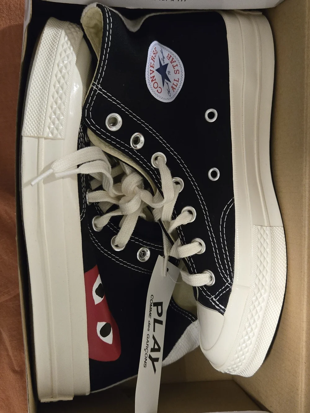 Converse Black High-Top Sneakers with Red Heart